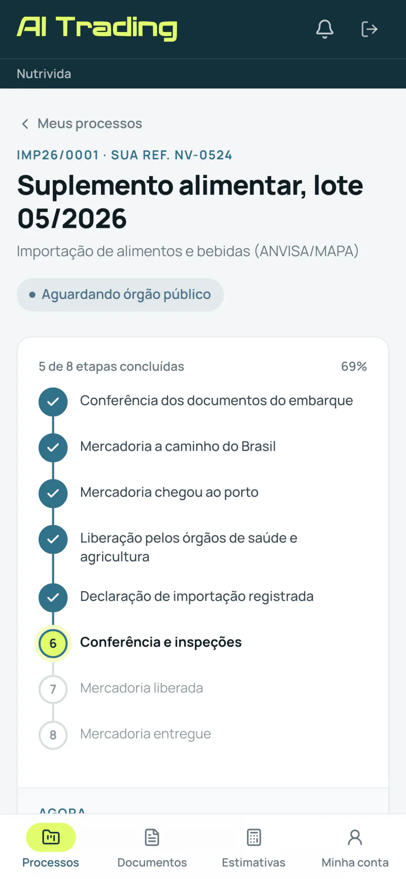 Detalhe do processo no portal, visto no celular